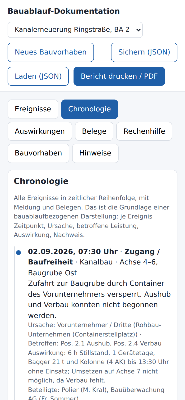 Chronologie auf dem Smartphone