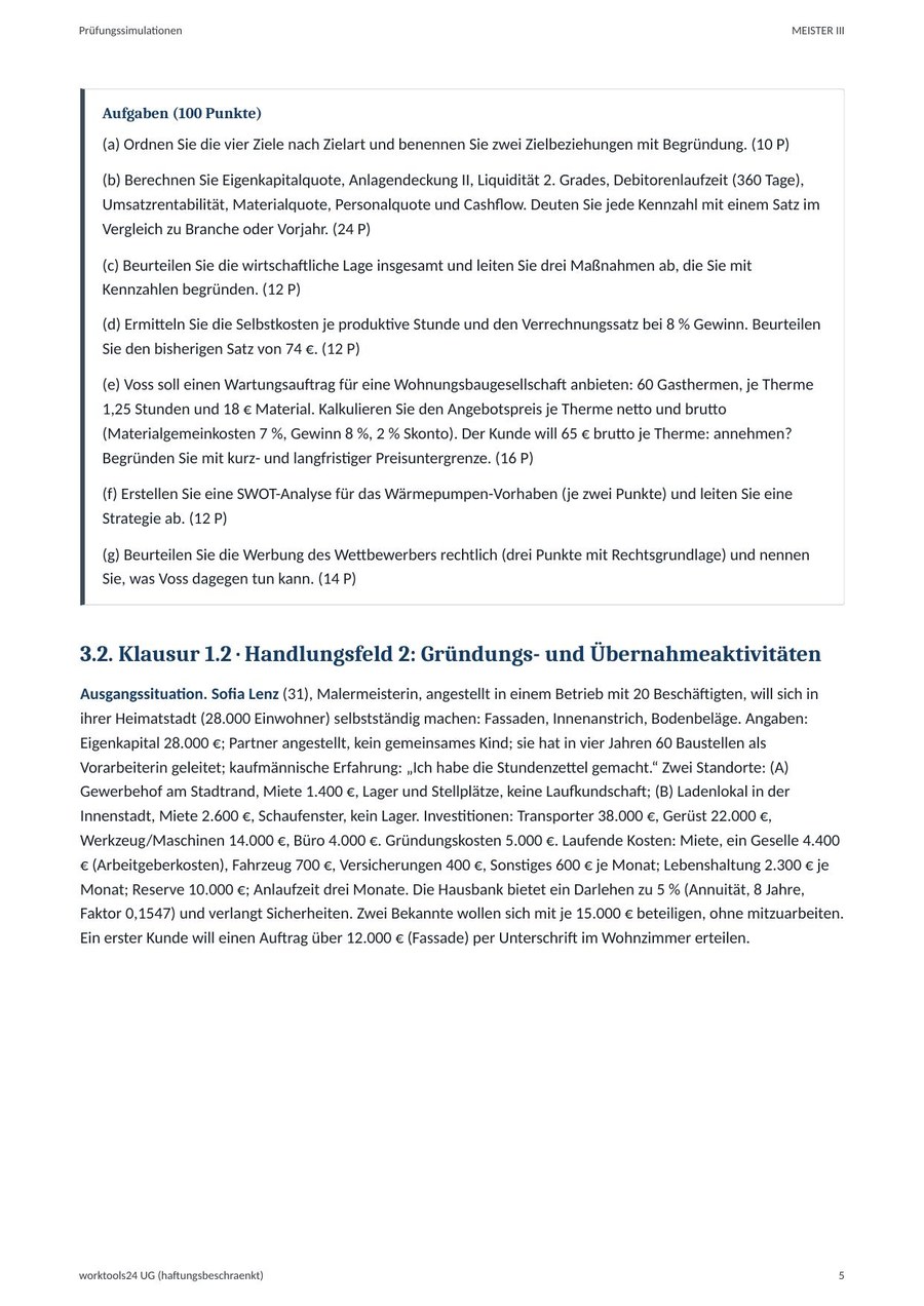 Beispielseite Prüfungssimulation